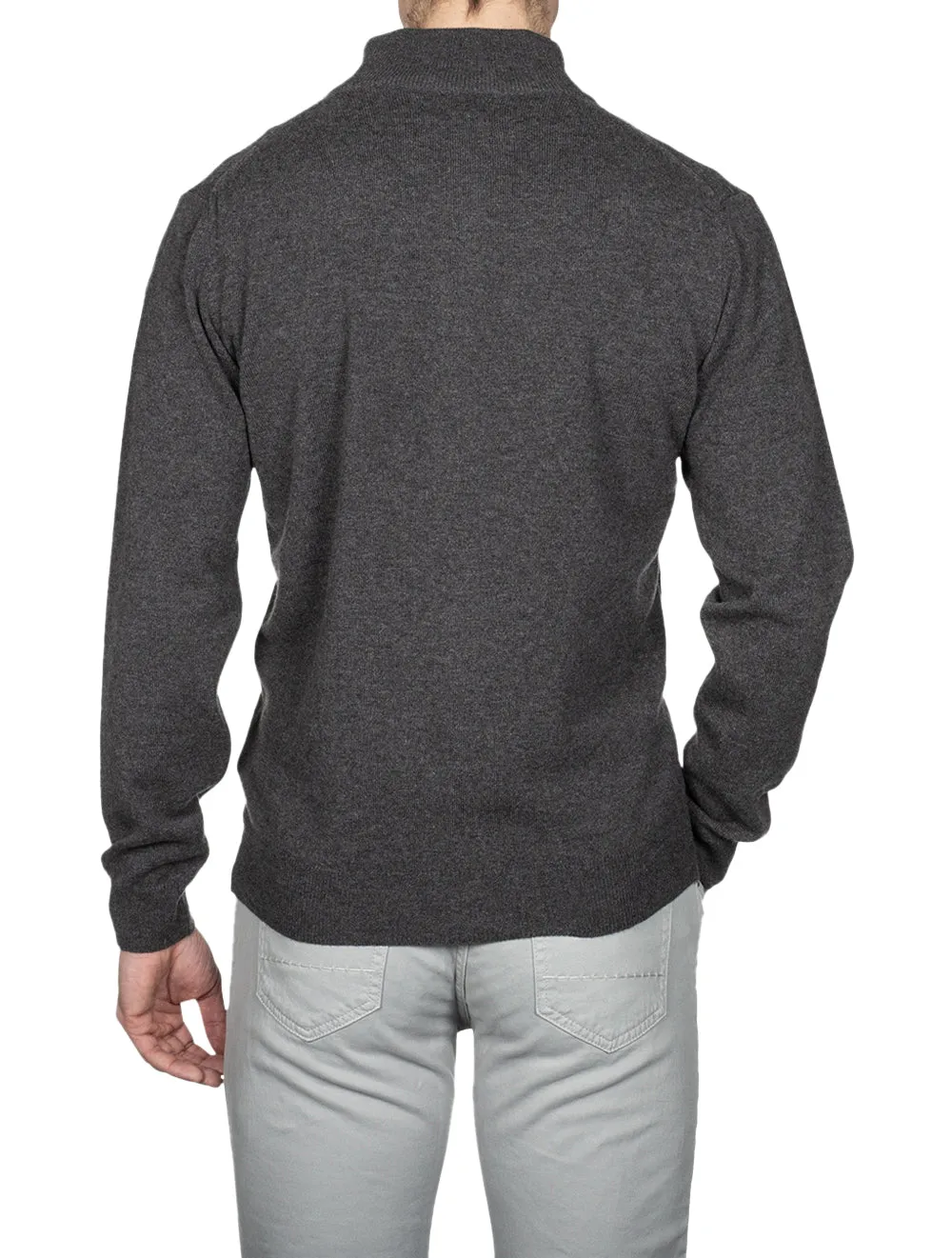 Super Fine Lambswool Zip Cardigan Antracite Melange