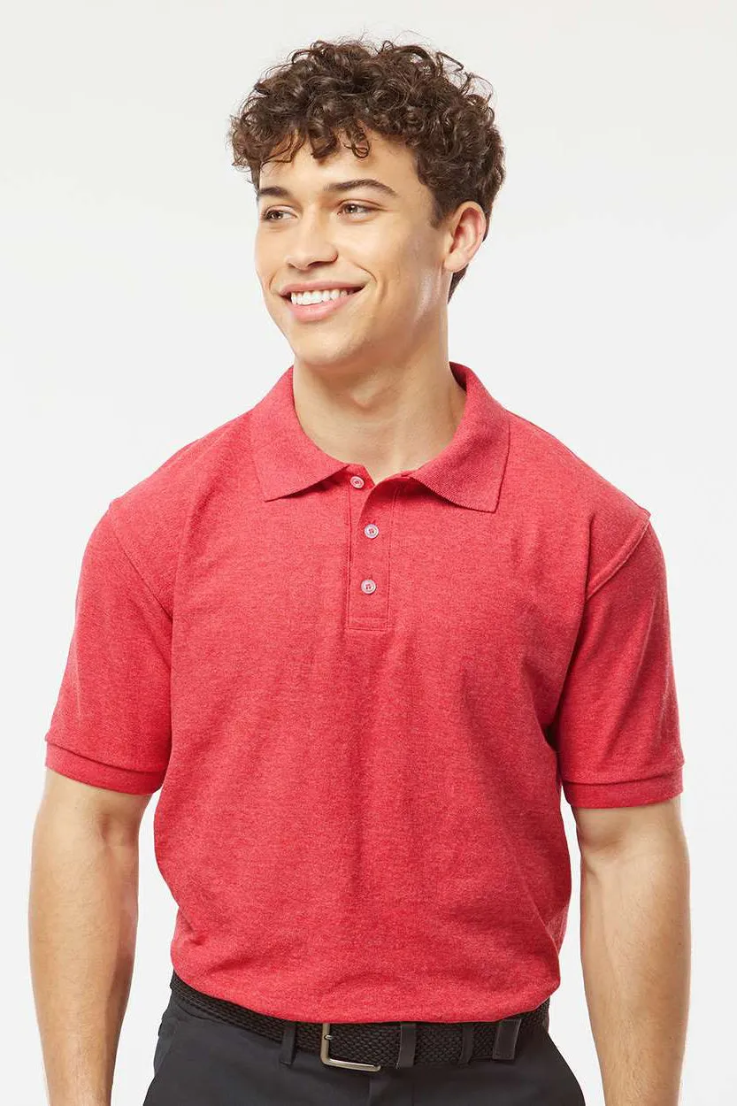 Tultex Mens Sport Short Sleeve Polo Shirt - Heather Red