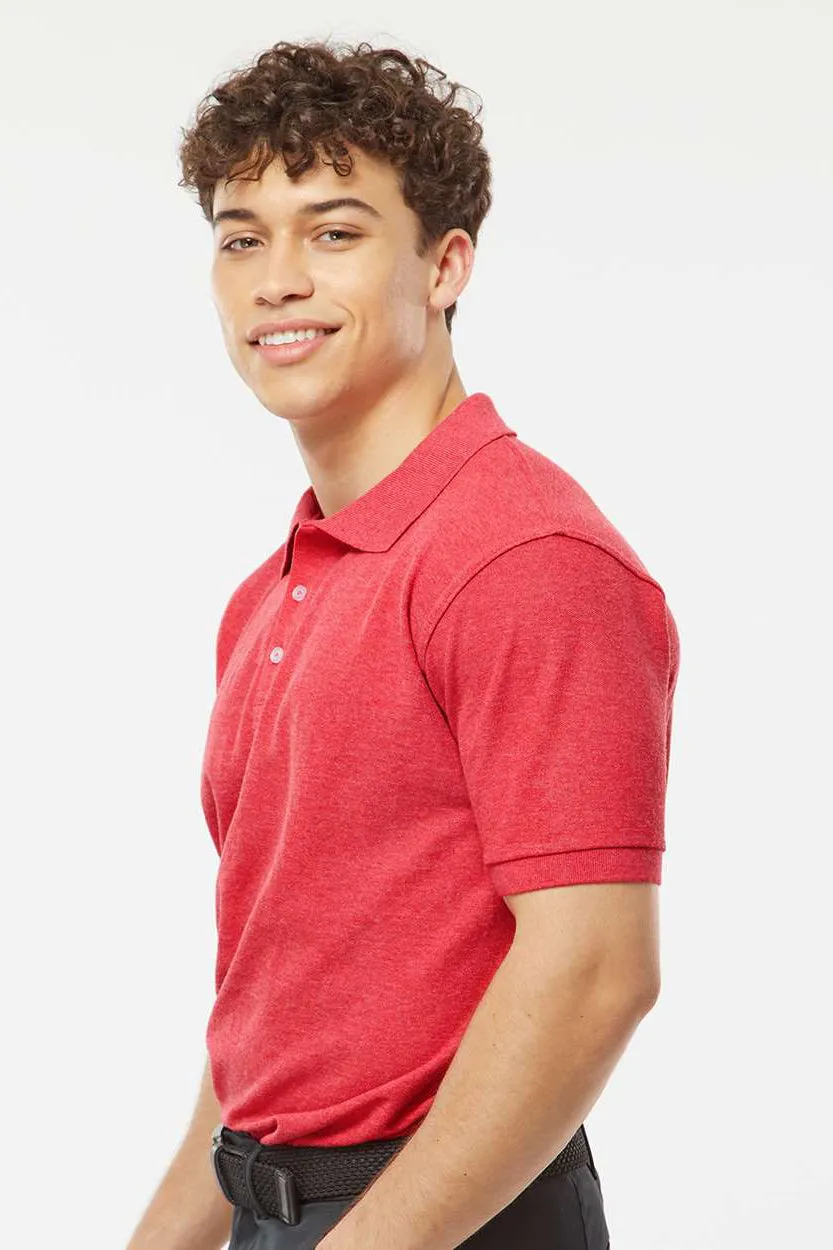 Tultex Mens Sport Short Sleeve Polo Shirt - Heather Red