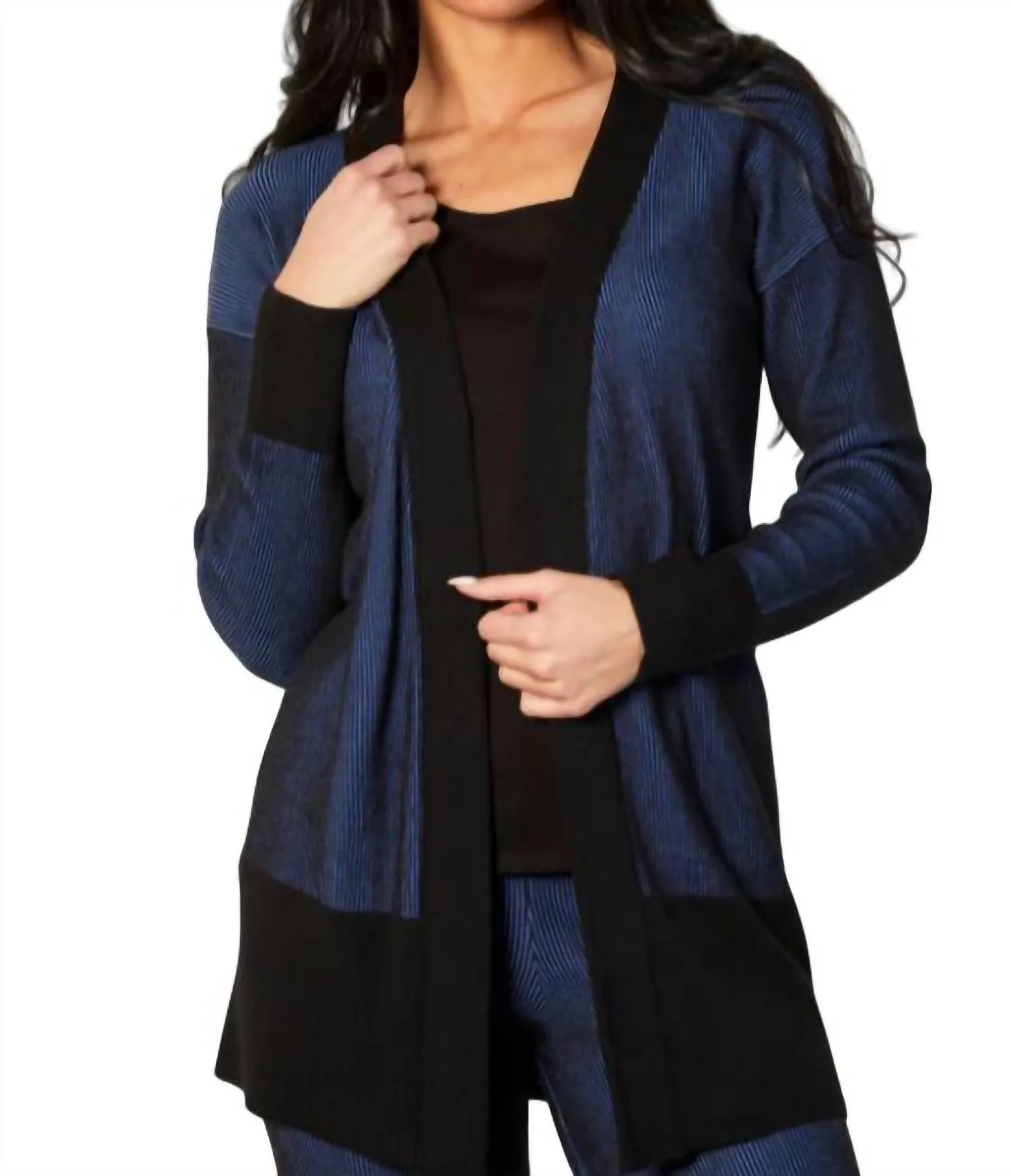 Two Tone Ribbed Jacket In Cadet