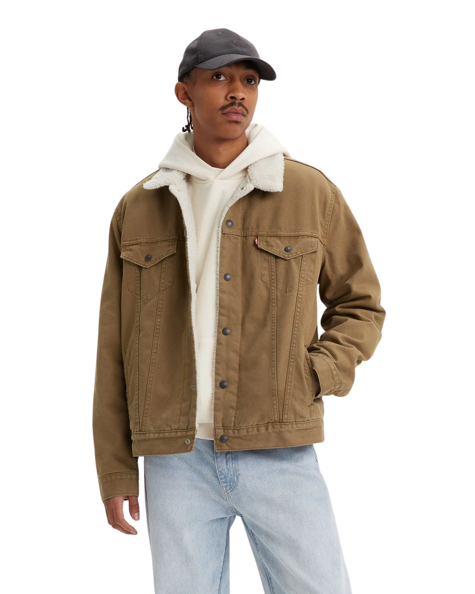 Type 3 Sherpa Trucker Jacket in Washed Cougar Canvas