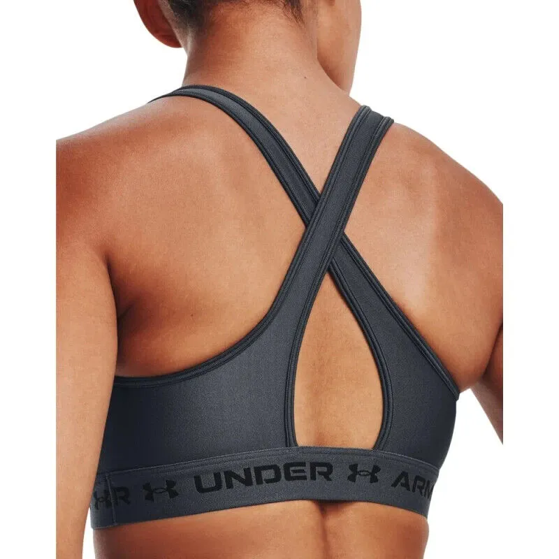 Under Armour Mid Crossback Sport Bra Women's Small Pitch Gray Pullover ERK700