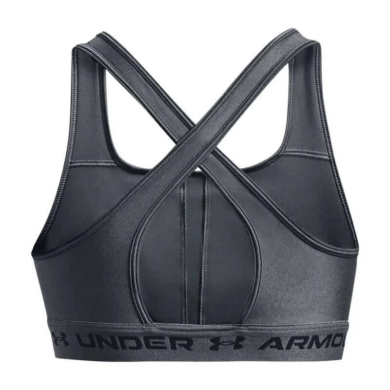 Under Armour Mid Crossback Sport Bra Women's Small Pitch Gray Pullover ERK700