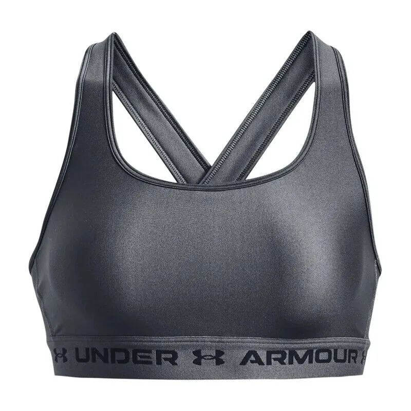 Under Armour Mid Crossback Sport Bra Women's Small Pitch Gray Pullover ERK700