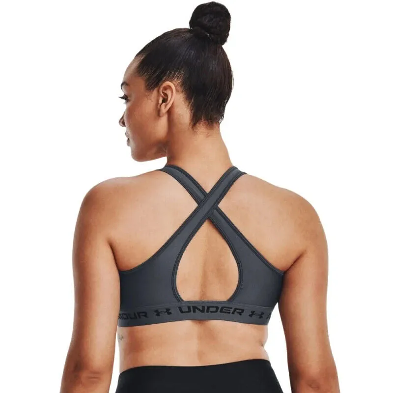 Under Armour Mid Crossback Sport Bra Women's Small Pitch Gray Pullover ERK700