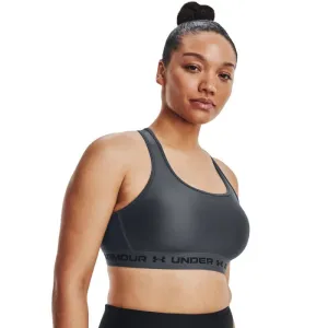 Under Armour Mid Crossback Sport Bra Women's Small Pitch Gray Pullover ERK700