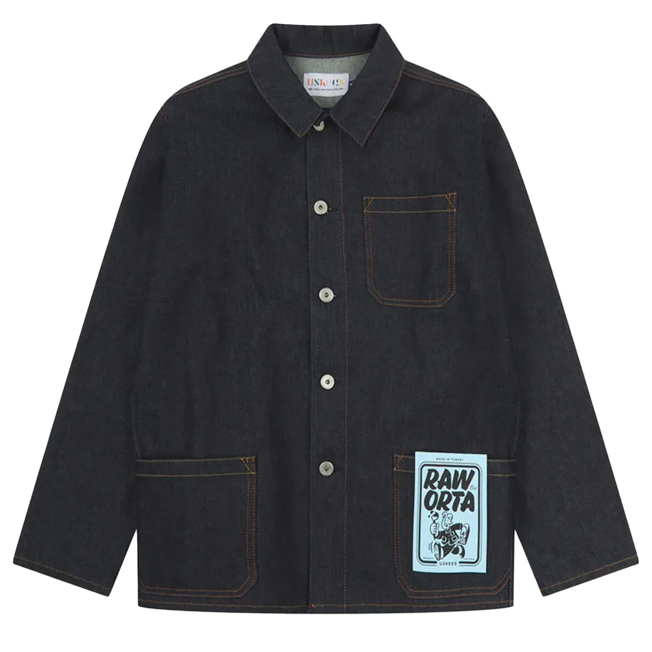 Uskees Denim Buttoned Overshirt Raw Orta Denim