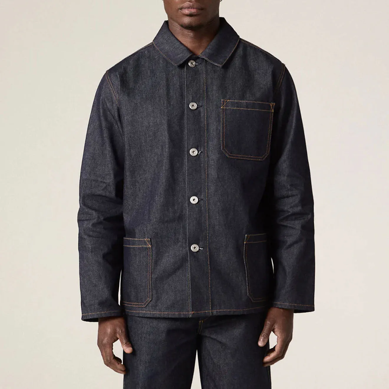Uskees Denim Buttoned Overshirt Raw Orta Denim