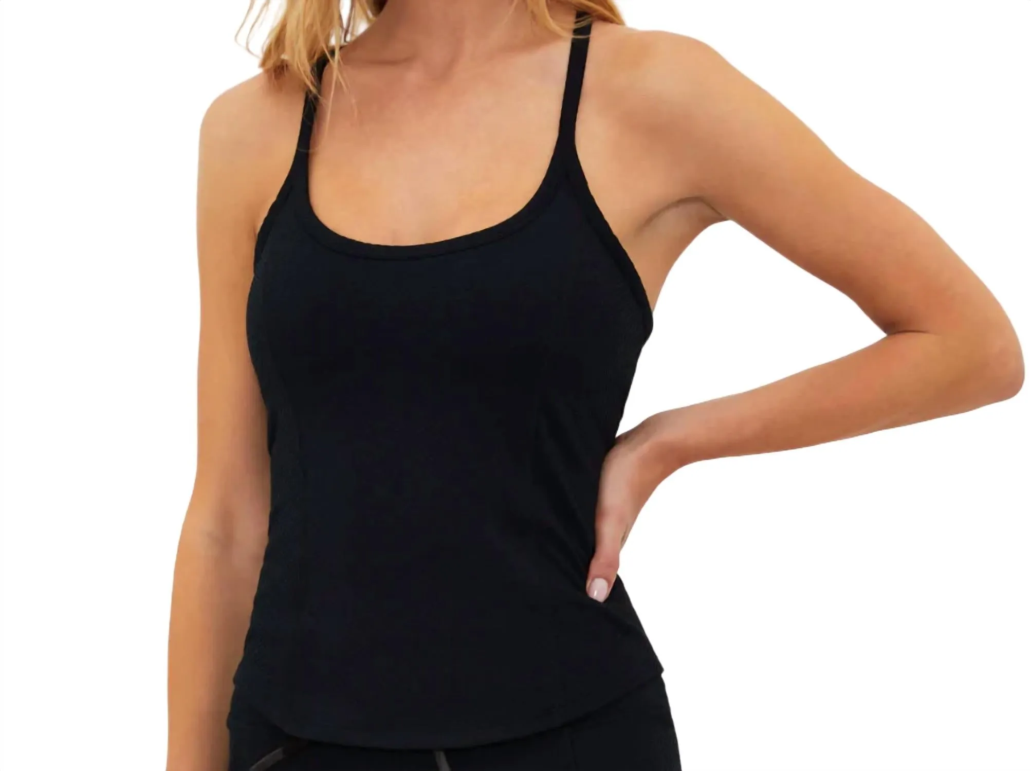 Waffle Beth Tank Top In Black