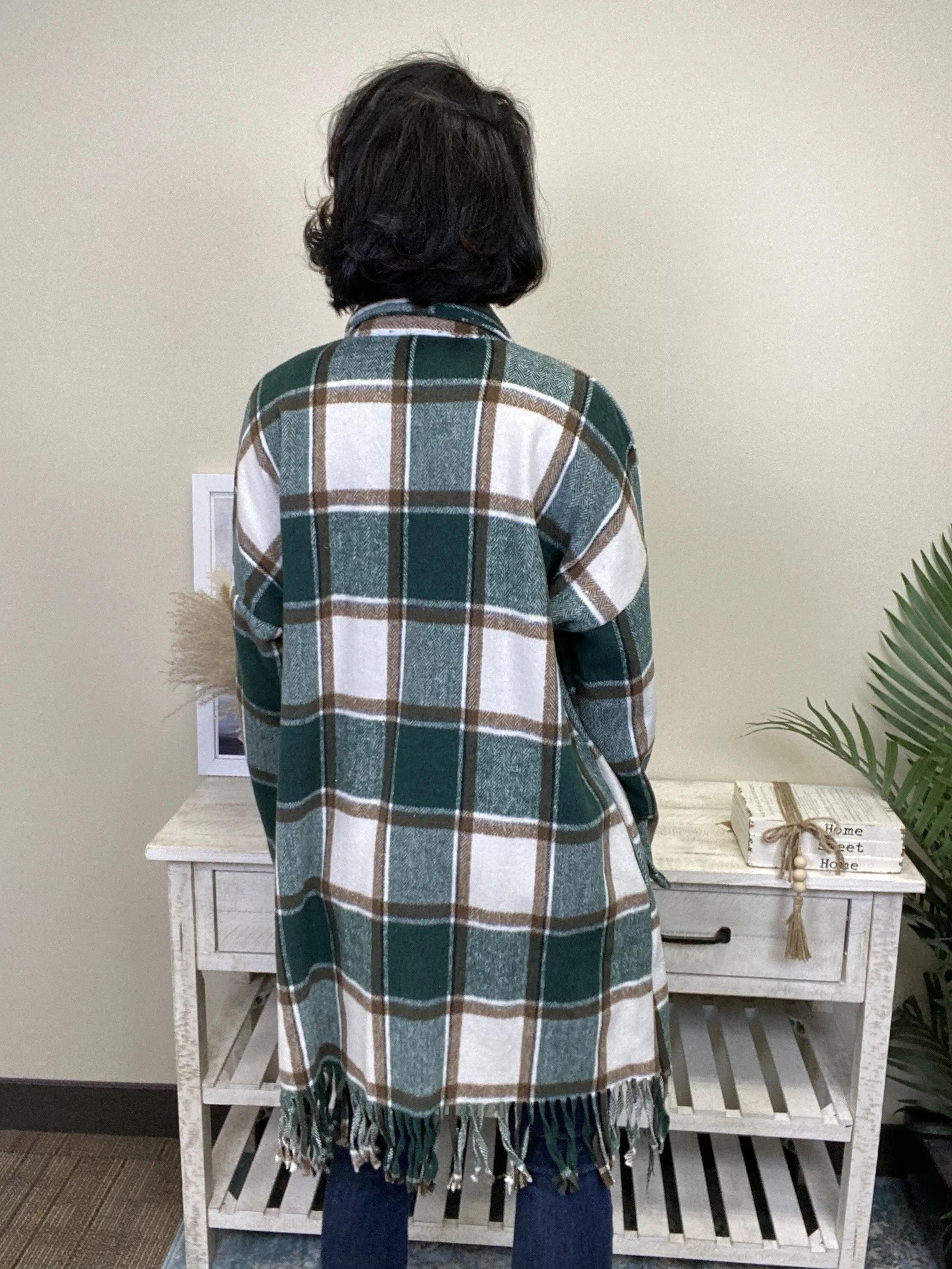 Welcome Home Fringed Women's Plaid Shacket *Final Sale*