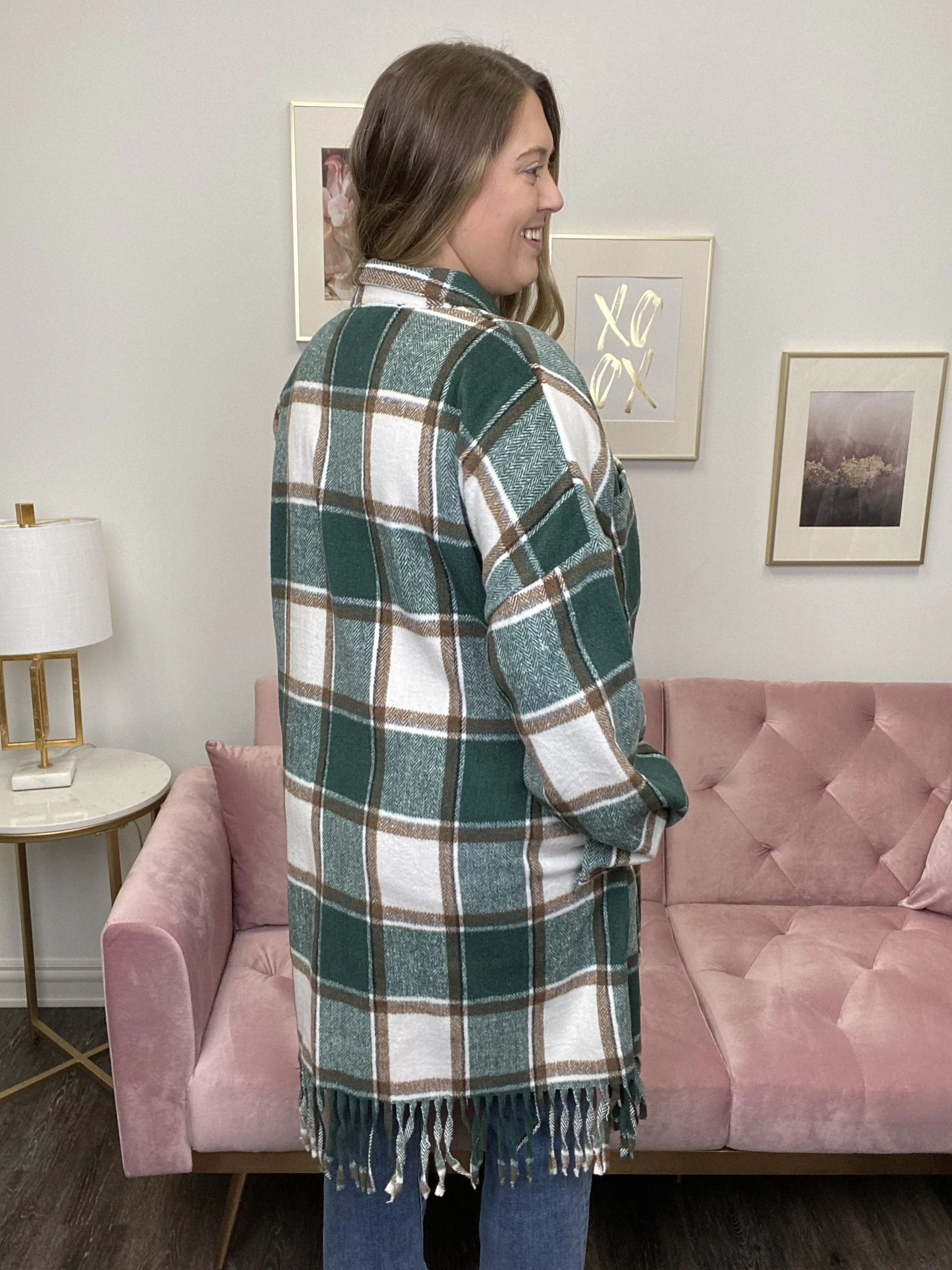 Welcome Home Fringed Women's Plaid Shacket *Final Sale*