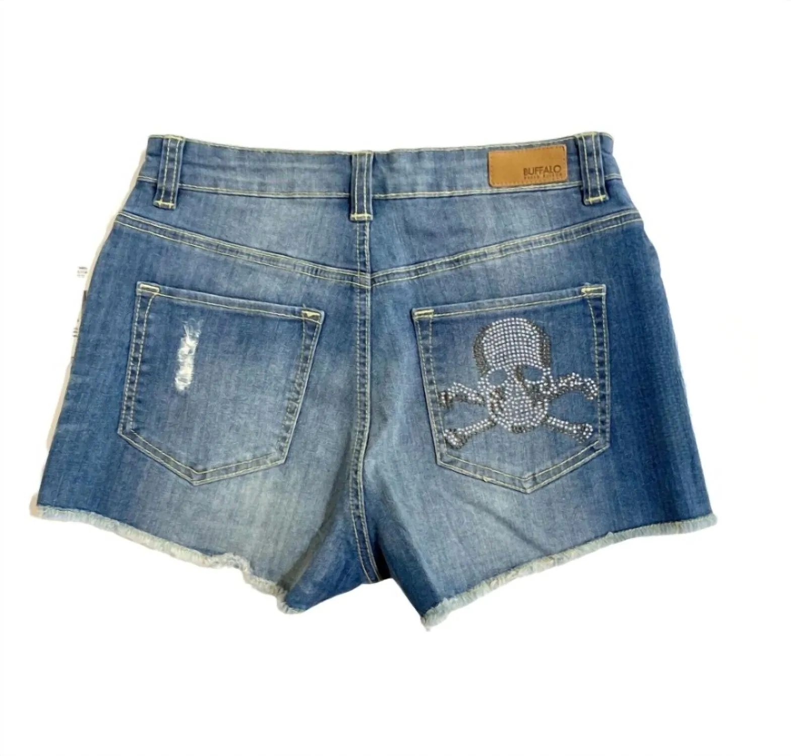 Women's Embellished Panama Cut Off Denim Jean Shorts In Blue