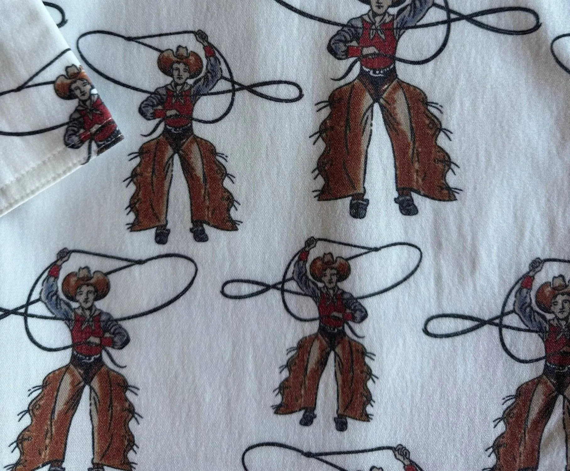 Women's Long Sleeved Pearl Snap Shirt In Roping Cowboy Print