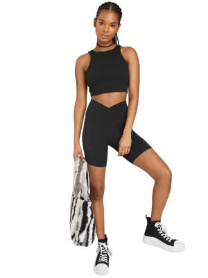 Women's Plain Solid Bike Short,Black