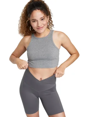 Women's Plain Solid Bike Short,Grey