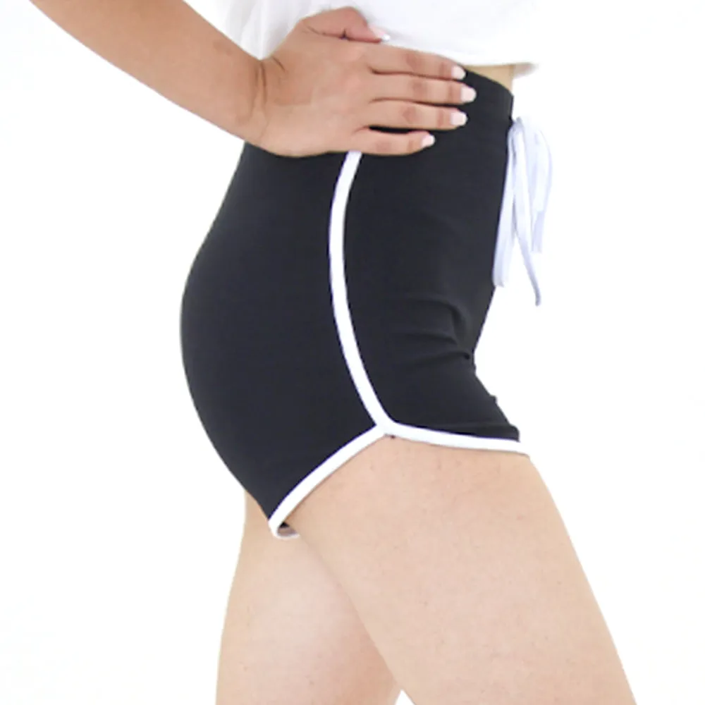 Women's Plain Solid Sport Short,Black