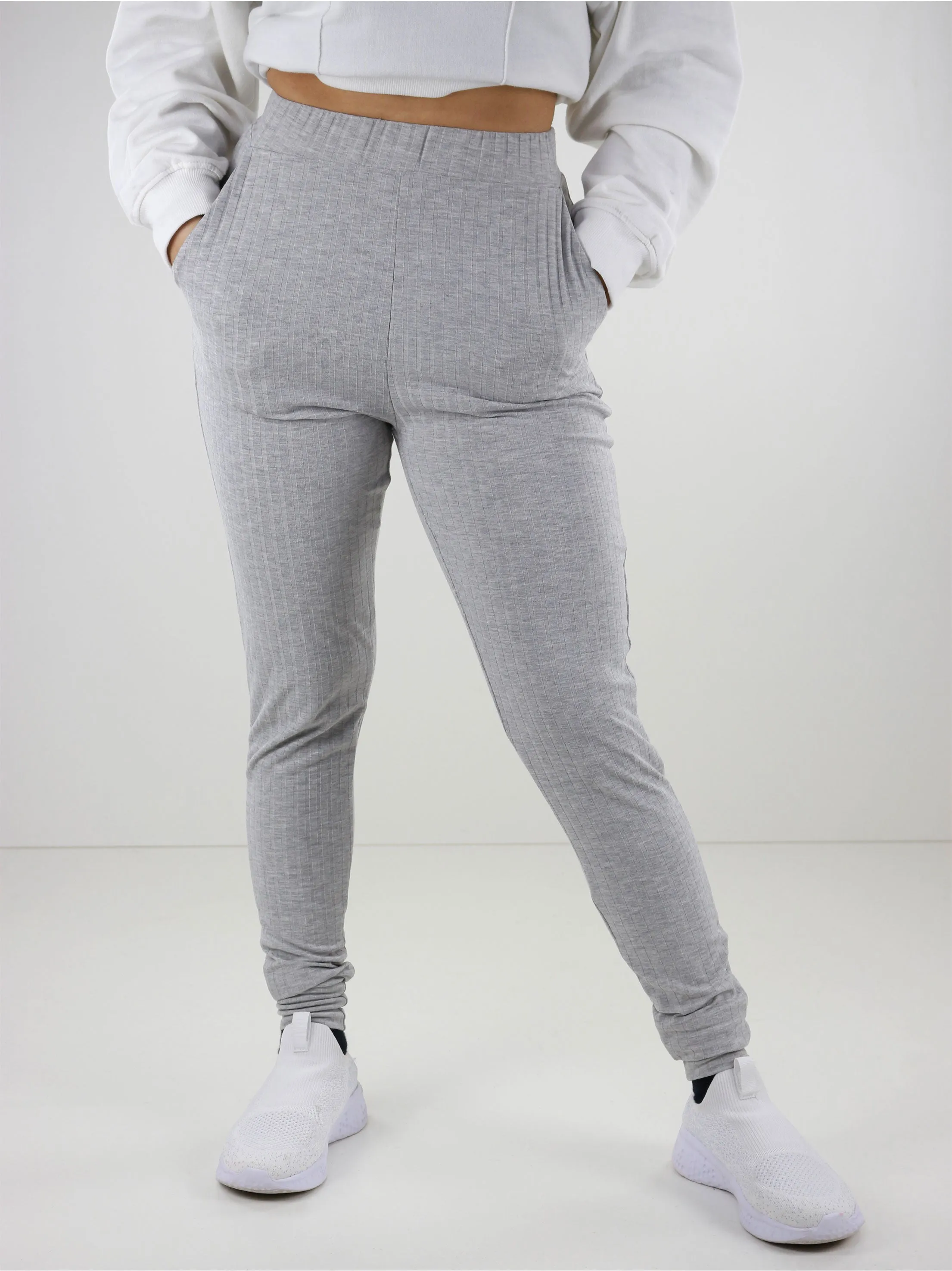 Women's Ribbed Sport Bottom,Grey