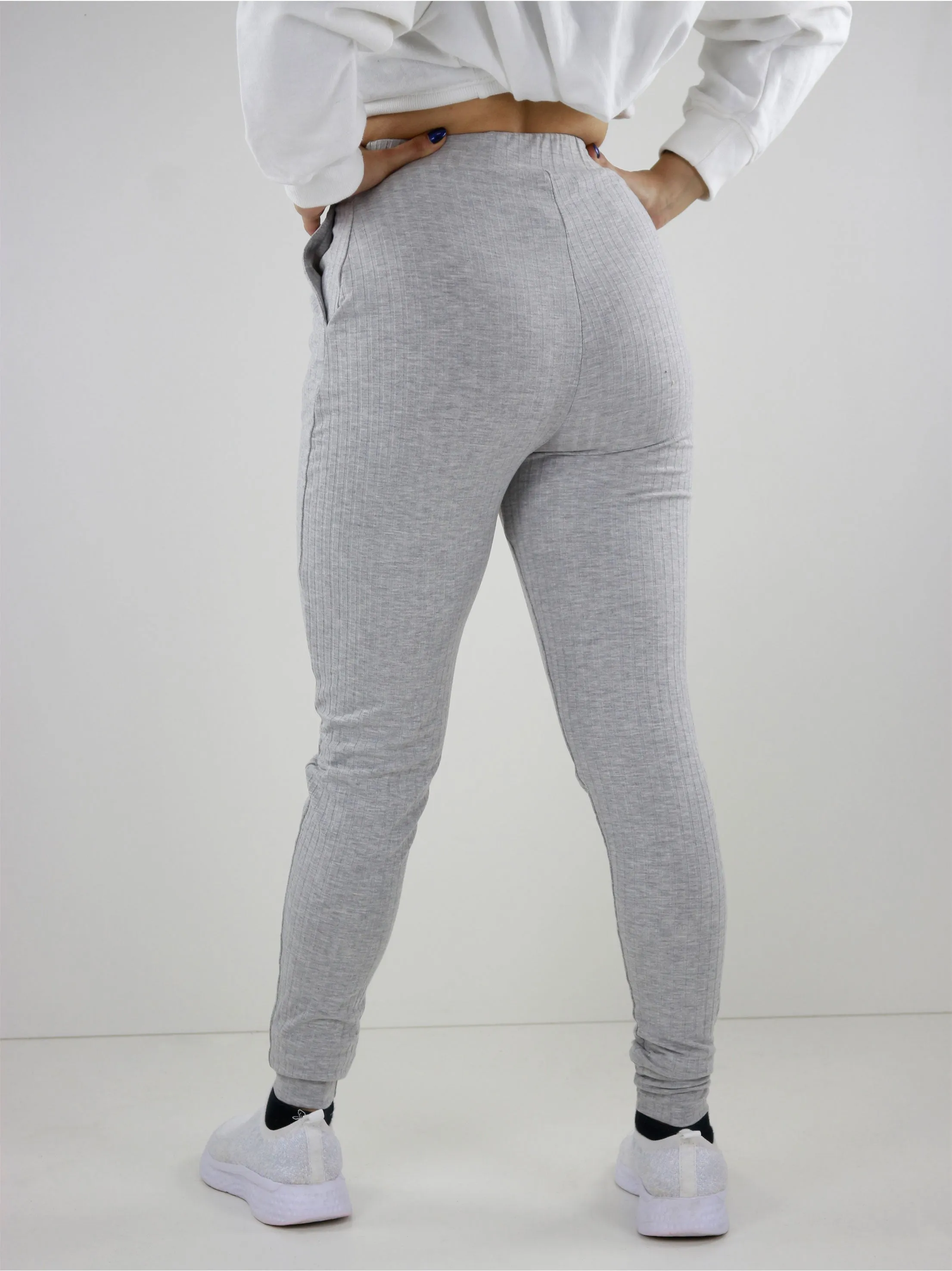 Women's Ribbed Sport Bottom,Grey