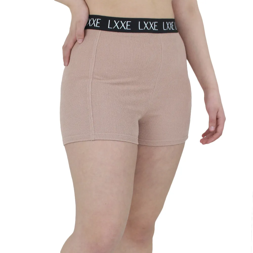 Women's Ribbed Sport Short,Beige Rose