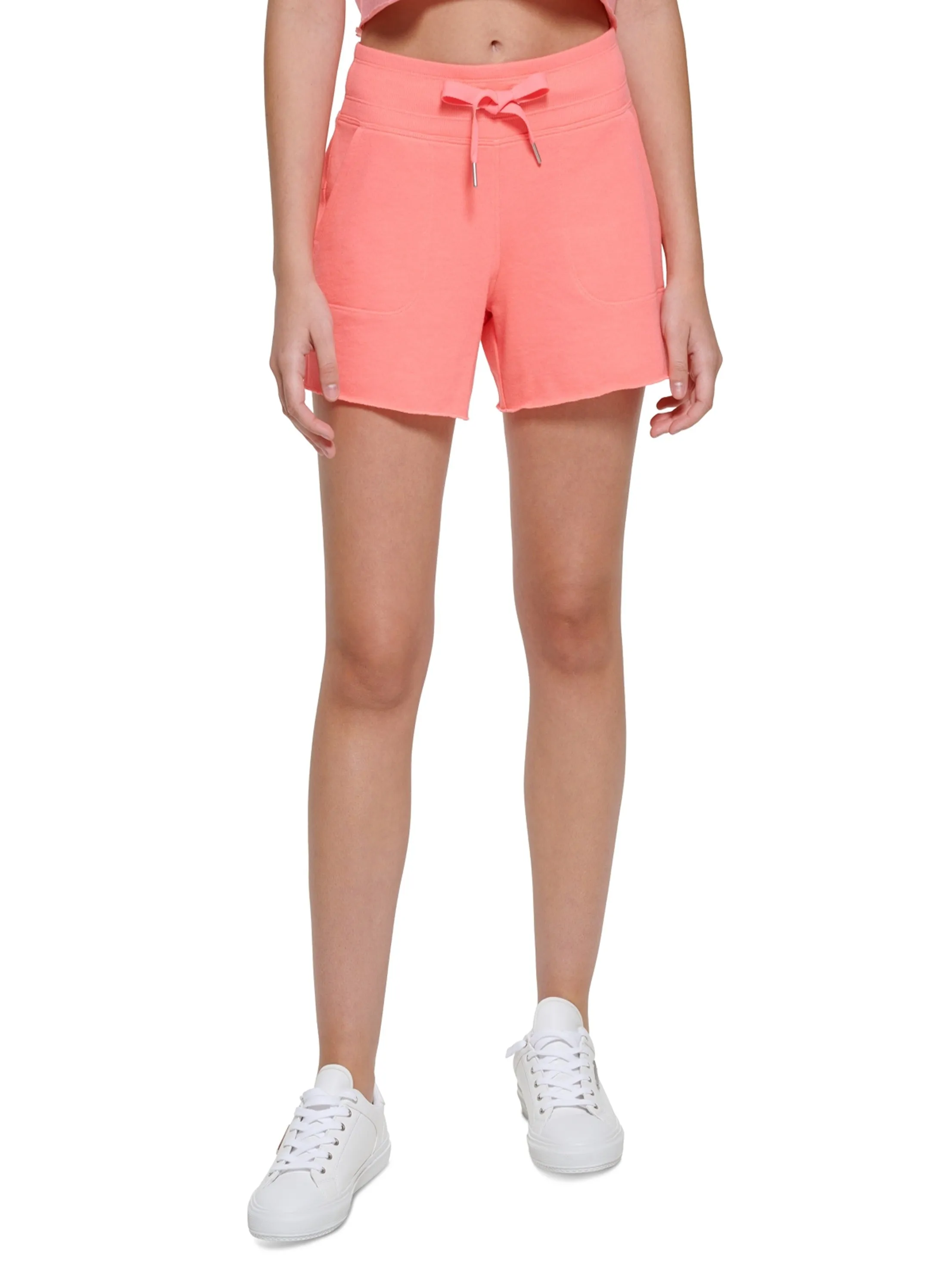 Women's Ribbed Waistband Sport Short,Pink
