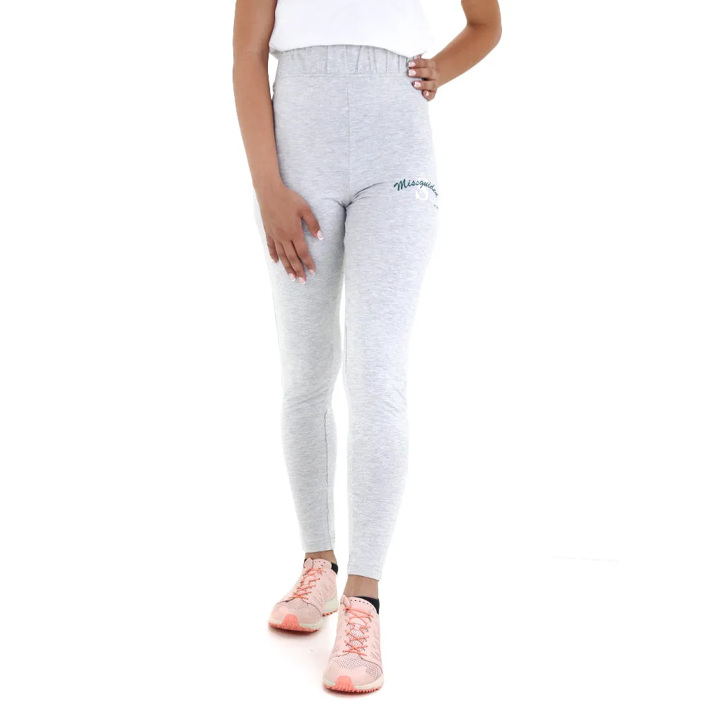 Women's Side Brand Print Sport Pant,Light Grey