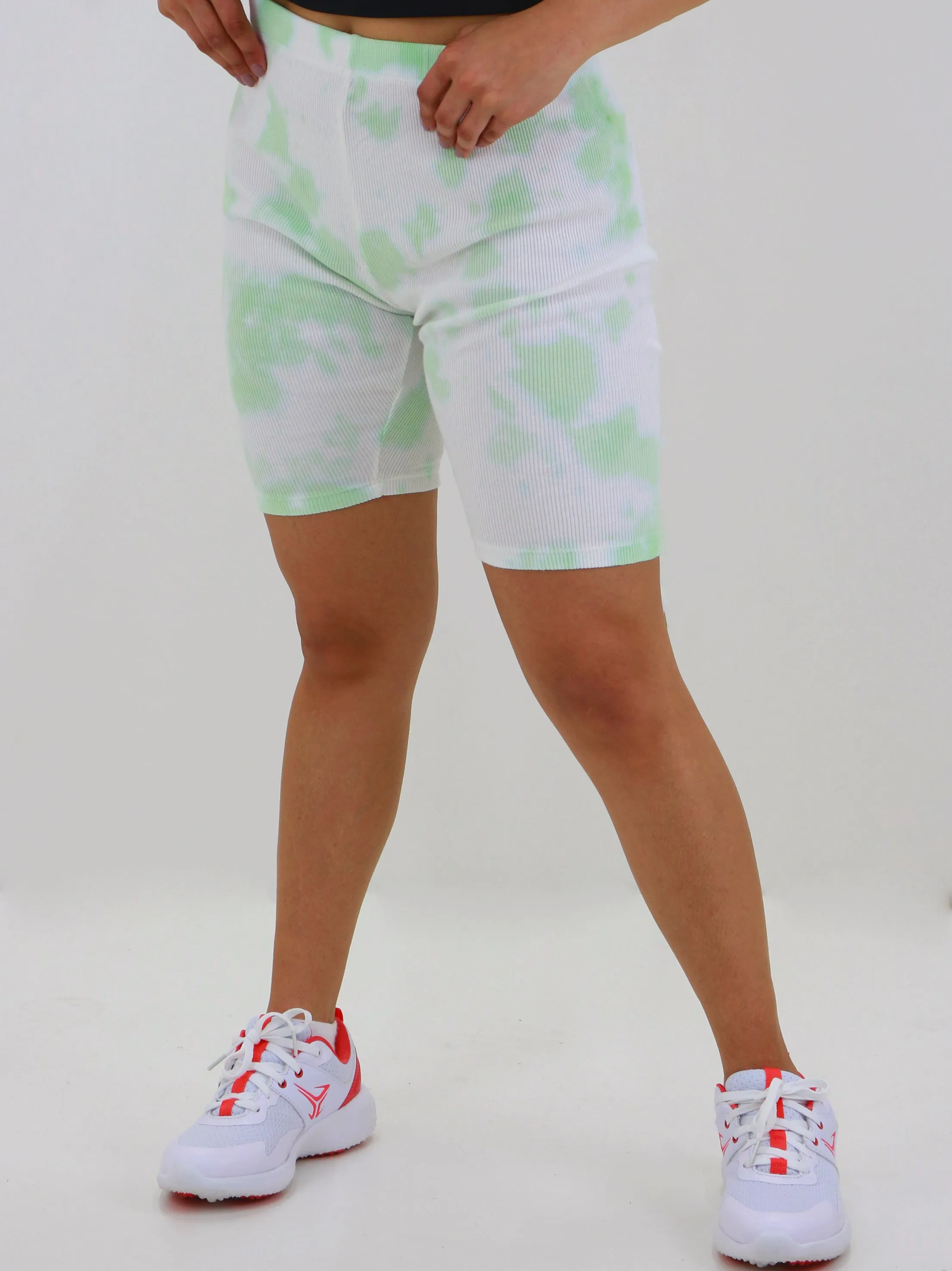 Women's Washed Ribbed Sport Short,Green