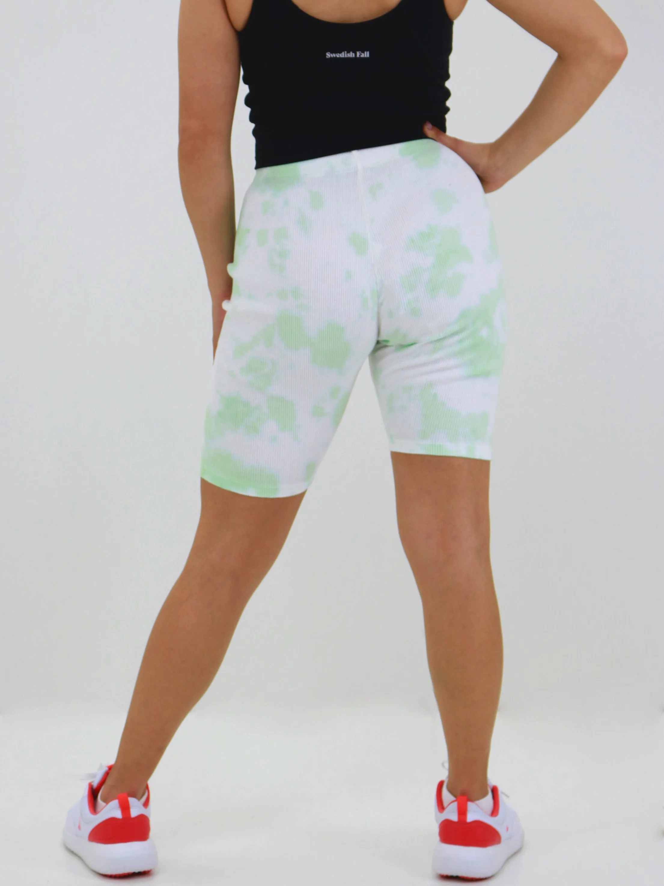 Women's Washed Ribbed Sport Short,Green